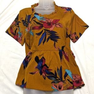 Shein Gold floral blouse